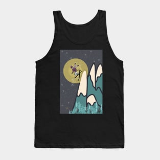 Freestyle woman skier on snowy mountain at night Tank Top